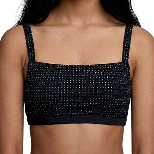 Luck & Trouble NWT Black Square Neck Flashy Glitter Dance Bralette Juniors Sz 6